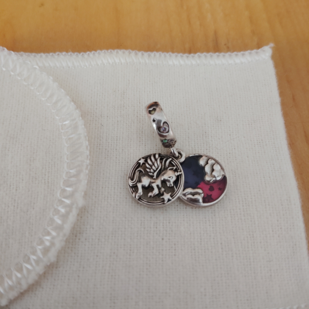 Pandora Silver and Pink Charm with Dragon Design